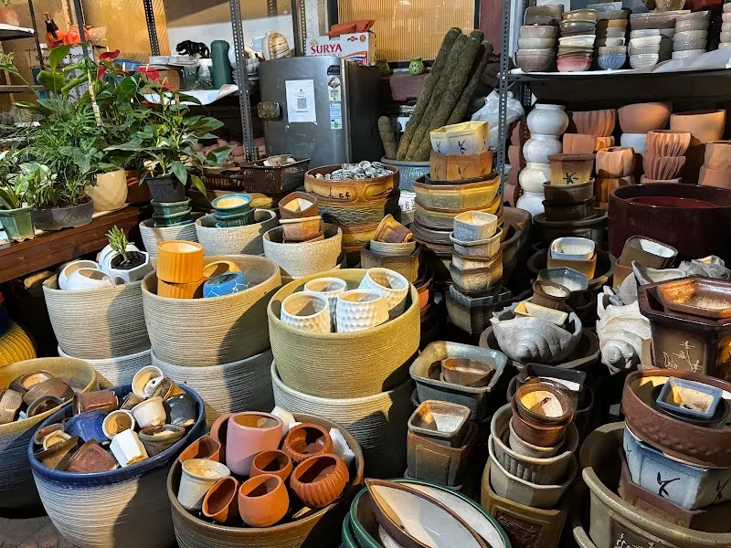 Stacks of ceramic and stoneware pots